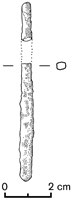 BC 0698B/1426<br>Total length of all pieces=7.9 cm.
Cross section diameter=0.4 cm.
Oval cross section.