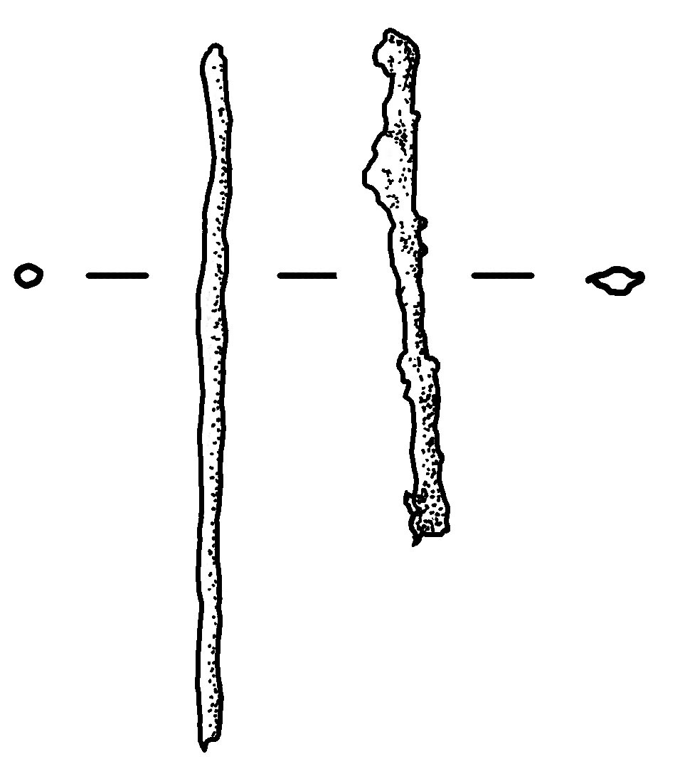 BC 1108/593<br>Total length of all pieces=7.3 cm.
Round cross section.